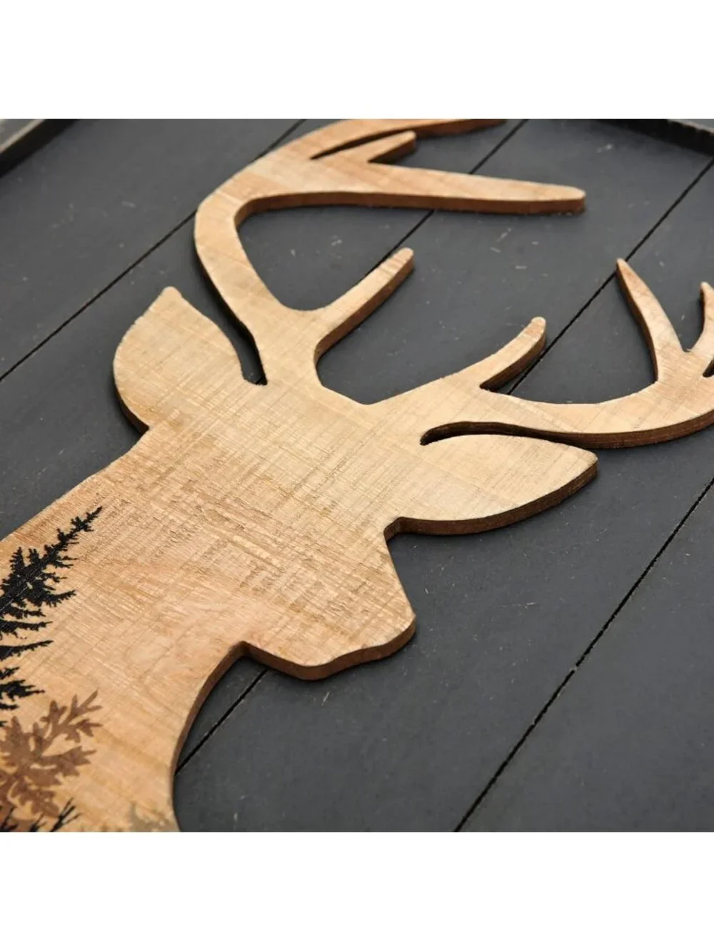 Rustic Deer Wall Art Print - Framed Woodland Cabin Decor for Bathroom, 16x21